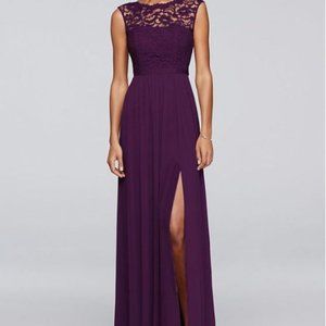 David's Bridal Bridesmaid Dress with Lace Bodice